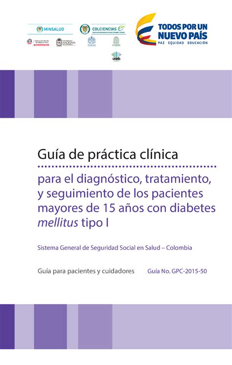 Guia Diabetes Pacientes Tipo 1 Guía De Práctica Clínica Para El Diagnóstico Tratamiento Y