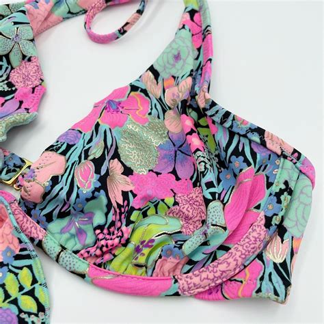 Victorias Secret Swim Top 32d Bikini Swimwear Floral… Gem