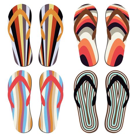 Set Of Beach Slippers Colorful Summer Flip Flops Over White Background 17654569 Vector Art At