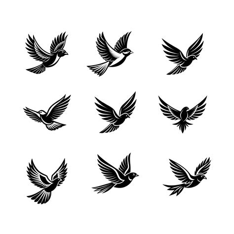 A collection of black and white birds with black wings | Premium AI