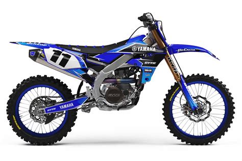 Yamaha YZ450F White Blue T 11 Semi Custom Complete Graphics Kit