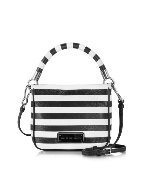 Black And White Stripe Leather Backpack | semashow.com