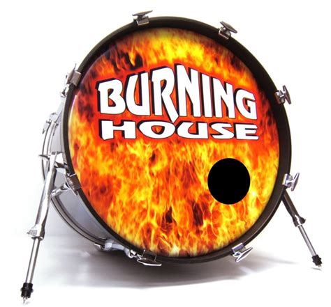 Burning House Custom Bass Drum Head • Vintage Logos