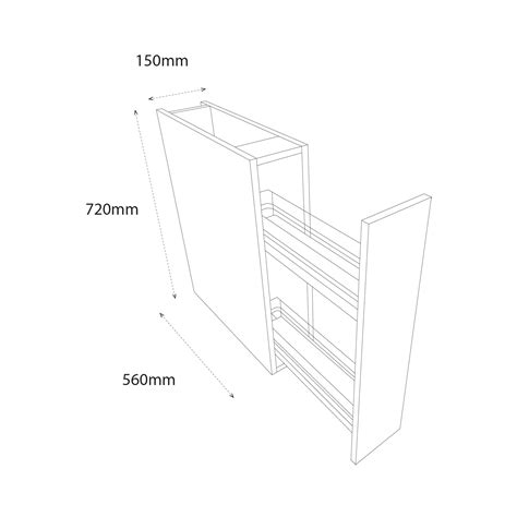 150mm Highline Base Unit With 2 Pull Out Graphite Wirework Shelves