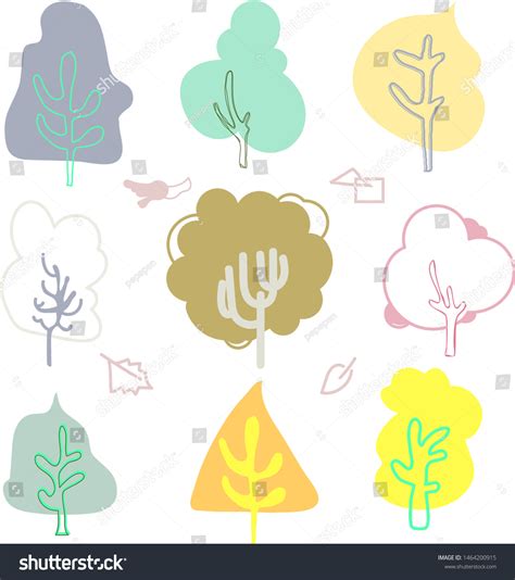 Doodle Tree Set Hand Draw Vector Stock Vector Royalty Free