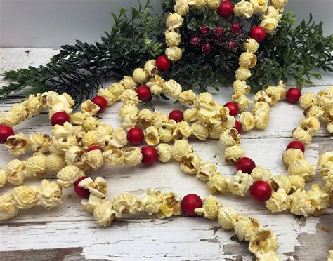 Real Christmas Tree Popcorn Garland Traditional Rustic Etsy