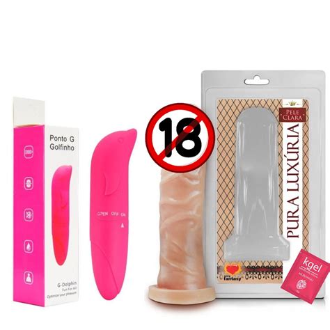 Kit Orgasmo Vibrador Feminino Golfinho Pênis Realístico Sex Shop