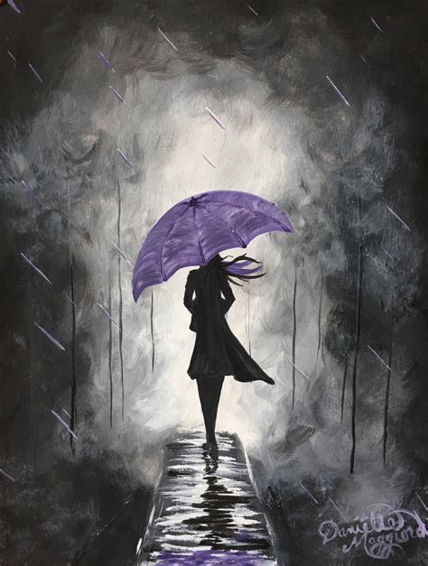 Purple Rain Acrylic Arte De Paraguas Pintura De Arte Arte