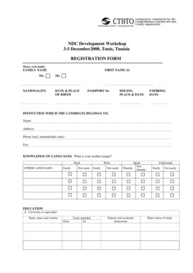 Fillable Online Ctbto Registration Form Tunisia Ctbto Fax Email