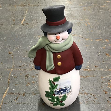 Ceramic Christmas Winter Frosty Snowman Painted Belly Snowman