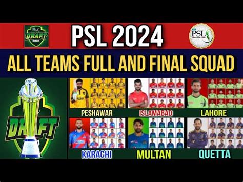 Psl All Teams Full And Final Squads Psl All Teams Final Squad