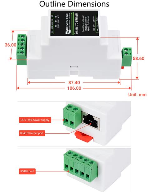 Buy Waveshare Ethernet Industrial Serial Server RS485 To RJ45 Ethernet