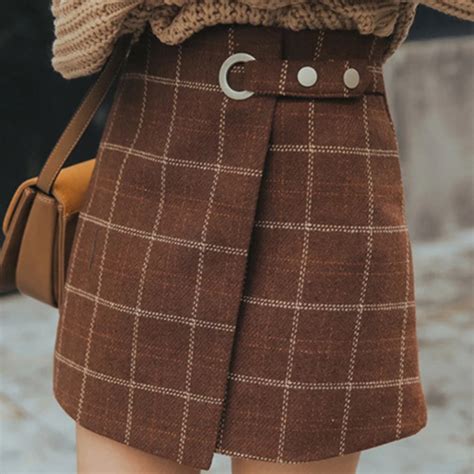 Women Skirts New Autumn Winter Harajuka Plaid Women Skirt Female Retro