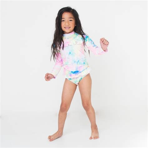 Rashguard Set W Ruffle Girls 6m 6 Neon Tie Dye Shade Critters