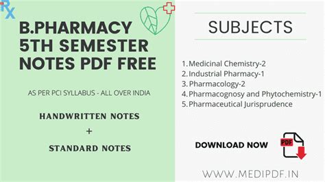 B Pharmacy Th Semester Notes Medipdf