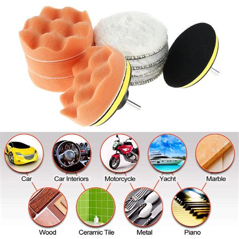 Pcs Inch Polishing Pads Sponge Woolen Waxing Buffing Pad Kits With