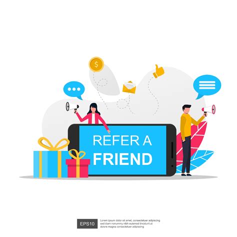 Refer A Friend Concept To Get Rewards Vector Illustration 3339464