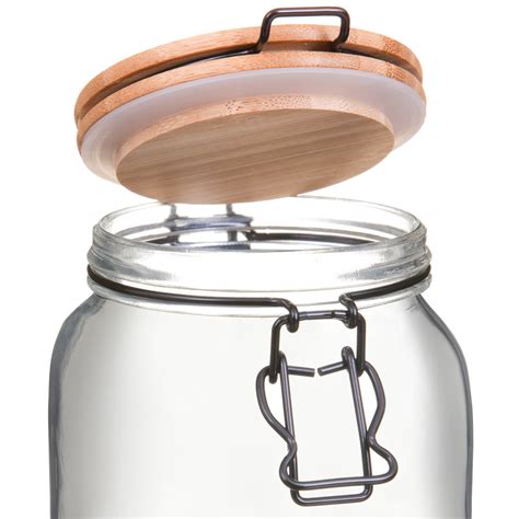 Large Bamboo Clip Lock Glass Jar Kitchen Bandm