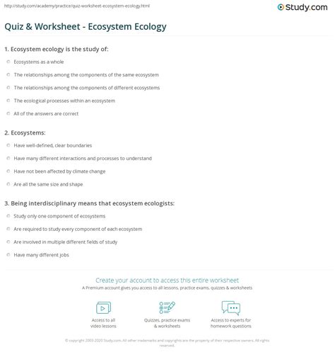 Ecological Relationship Worksheet