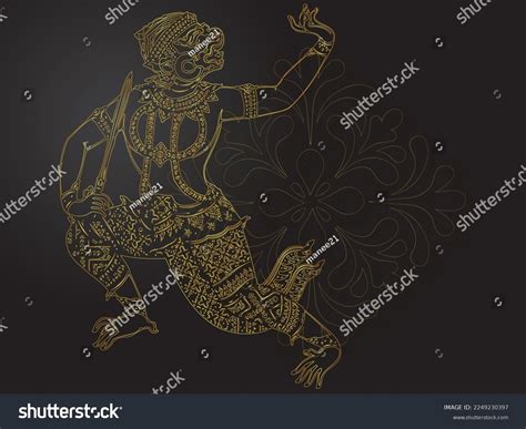 Hanuman Thai Tradition Gold Stock Vector Royalty Free