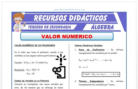 Valor Numerico De Un Polinomio Ejemplos Resueltos Opciones De Ejemplo