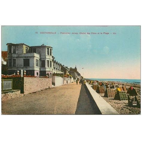 Carte Postale Ancienne Coutainville Promenade Jersey Et Chalet Des