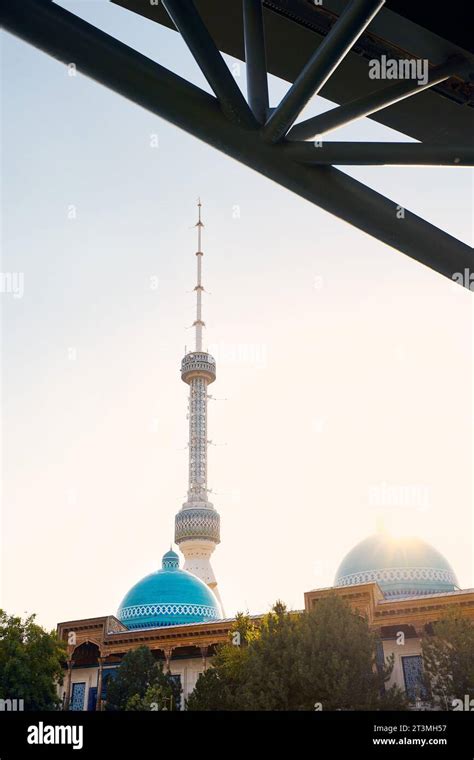 The Tashkent Television Tv Tower Toshkent Teleminorasi Under Bridge In