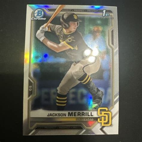 2021 Bowman Draft Chrome Jackson Merrill Refractor 1st Bowman NICE