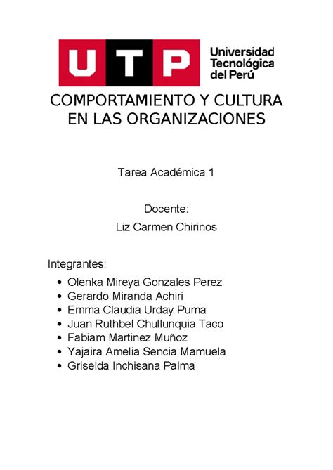 Tarea Academica Comportamiento Xx Comportamiento Y Cultura En Las