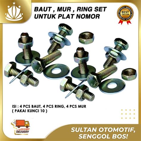 Jual Baut Plat Nomor Baud Ring Mur Tatakan Dudukan Plat SET Di Lapak