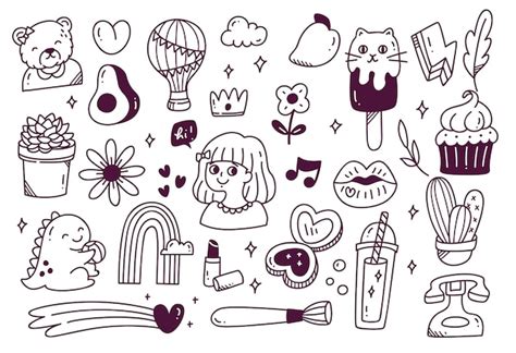 Premium Vector Set Of Cute Hand Drawn Doodle