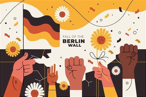 Caída Plana Del Fondo Del Muro De Berlín Vector Gratis