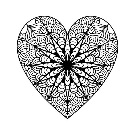 Heart With Floral Mandala Pattern Heart Shaped Mandala Floral Pattern