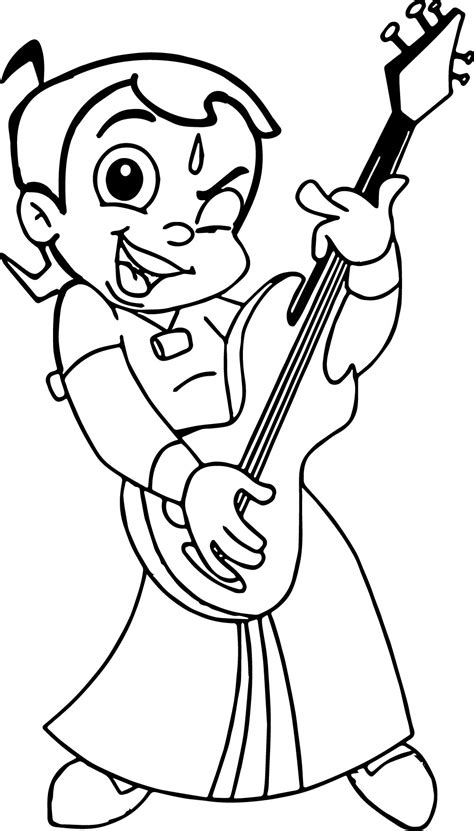 Chhota Bheem Guitar Coloring Page Wecoloringpage