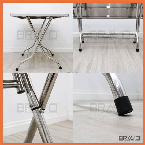 Bravo Stainless Steel Foldable Square Table Meja Lipat Kerja Meja Kerja