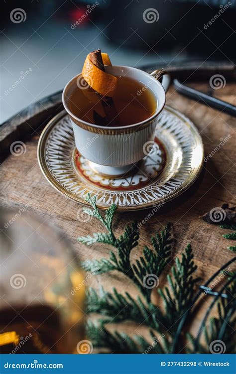 A Hot Toddy In A Teacup On Whiskey Barrel Stock Photo Image Of Coffee Brown 277432298