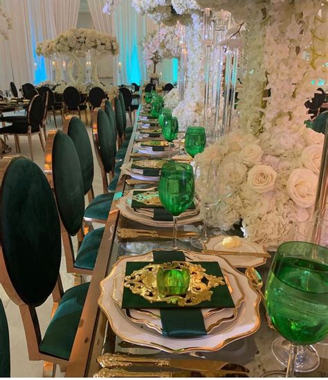 Green Gold And Cream Dinner Party Or Wedding Reception Decor