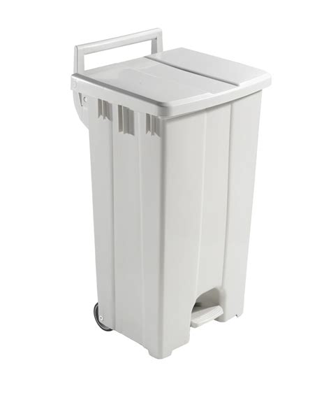 734 Blanco CUBO DE BASURA DE PEDAL CON RUEDAS 90 L Mar Plast