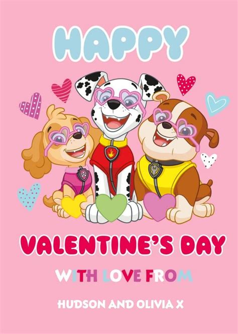 Paw Patrol Happy Valentines Day Personalised Card In Happy