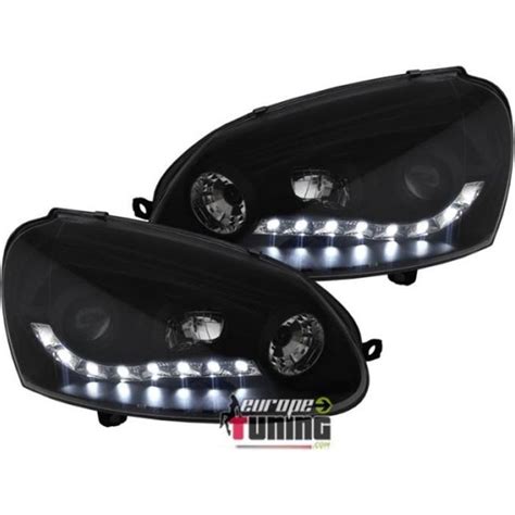 Phares Feux Avants Devil Eyes Led Noirs Avec Lentilles Volkswagen Vw