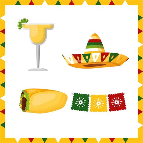 Free Vector Set Of Mexico Culture Icons Illustration