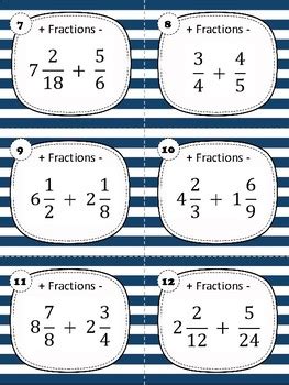 Task Cards Adding And Subtracting Fractions By Practical Planning