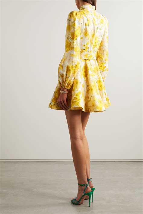 Zimmermann Wonderland Daffodil Print Belted Mini Dress In Daffodil