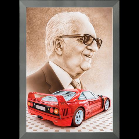 Ferrari Poster F40 Enzo Ferrari Aluminium Rahmen François Bruère