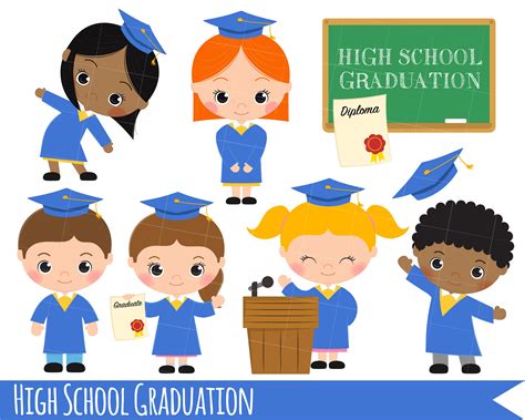 Graduation Clipart, Graduation Clip Art By My First Invite | TheHungryJPEG