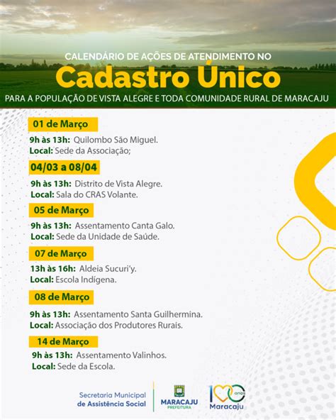 Maracaju Prefeitura Divulga Calendário De Atendimento Do Cadastro