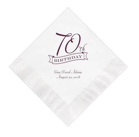 70th Birthday Party Napkins Personalized Set Of 100 Napkins Etsy