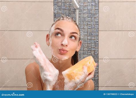 Man Taking Shower And Washing Hair Royalty Free Stock Image 110470168