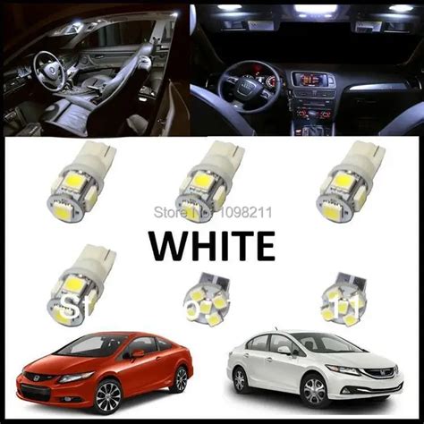 6PCS Set White LED Lights Interior Package Kit For Honda Civic 2013 And