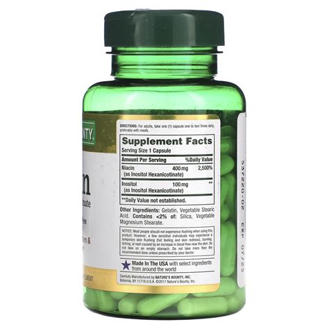 Nature S Bounty Flush Free Niacin 500 Mg 120 Capsules